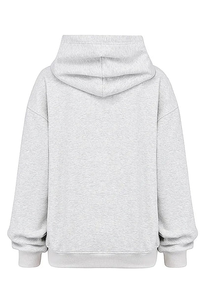 Muse Light Grey Marl Cotton Fleece-Back Hoodie