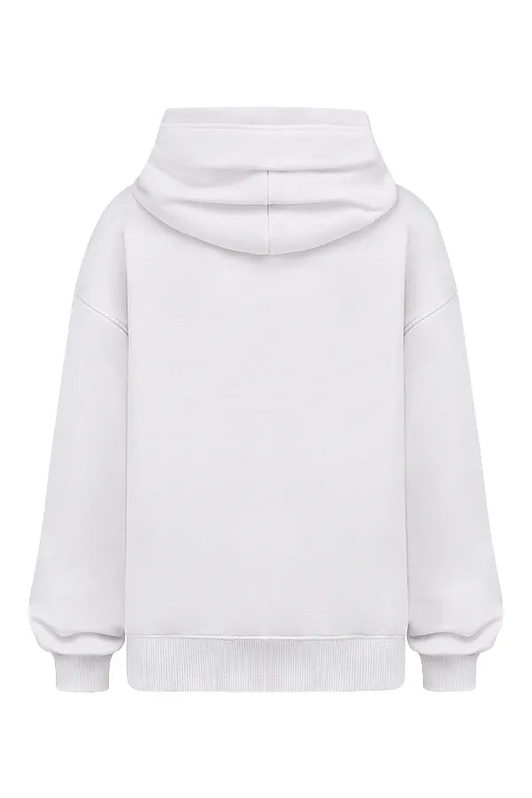 Muse White Cotton Fleece-Back Hoodie