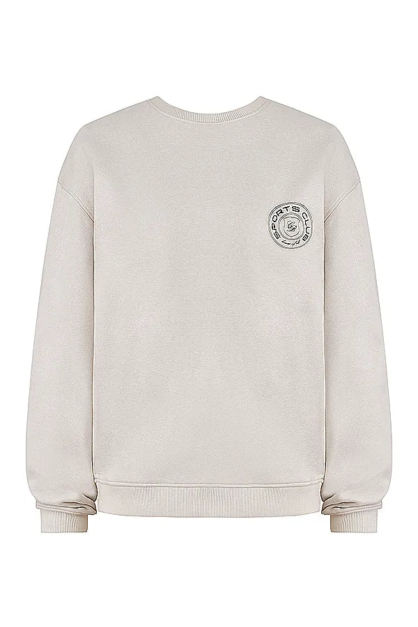 Haze Cloud Cotton Fleece-Back Crew Neck Sweatshirt