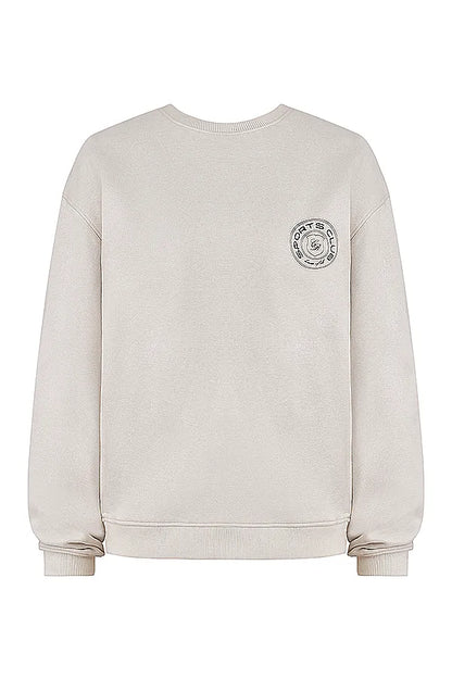 Haze Cloud Cotton Fleece-Back Crew Neck Sweatshirt