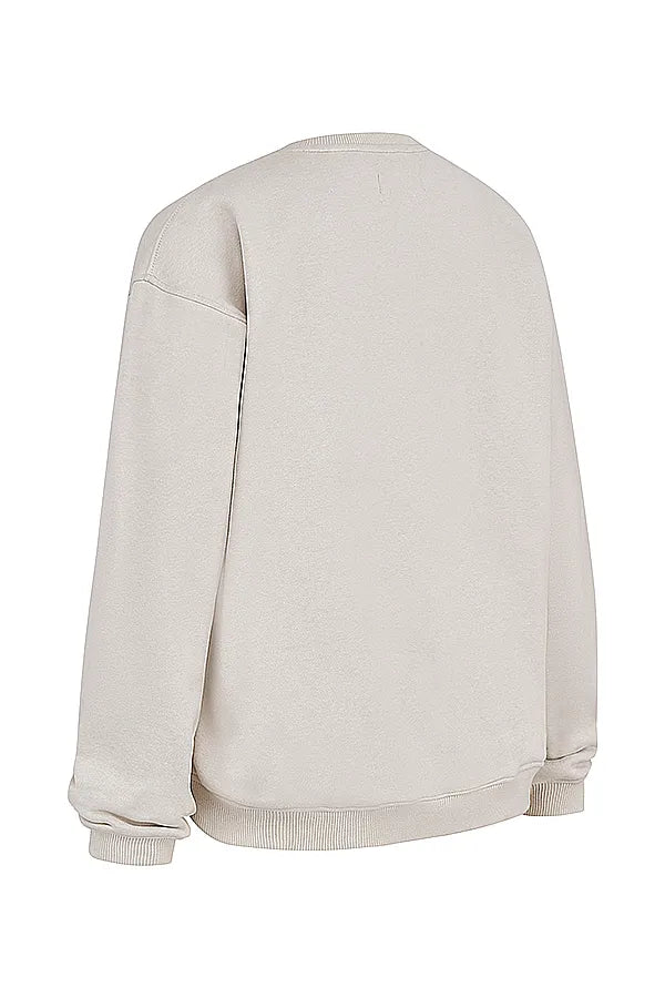 Haze Cloud Cotton Fleece-Back Crew Neck Sweatshirt
