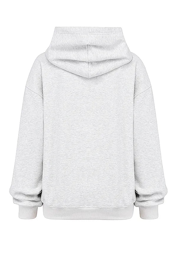 Mirage Light Grey Marl Cotton Fleece-Back Zip Through Hoodie