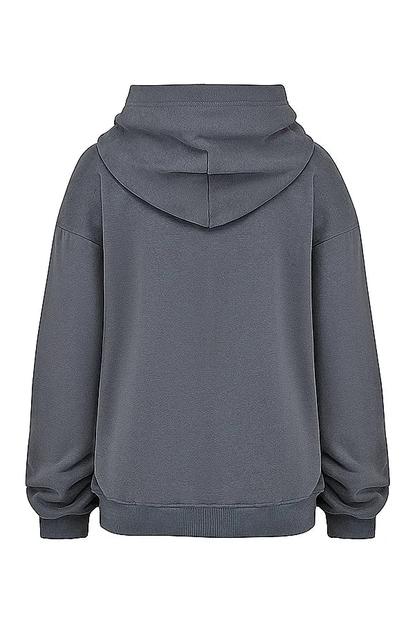 Mirage Slate Cotton Fleece-Back Zip Through Hoodie