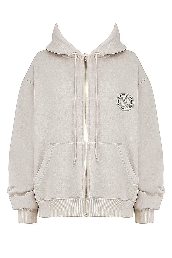 Mirage Cloud Cotton Fleece-Back Zip Through Hoodie