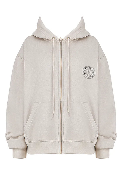 Mirage Cloud Cotton Fleece-Back Zip Through Hoodie