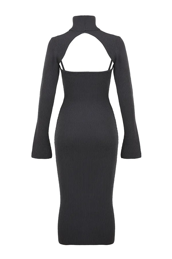Meliora Charcoal Knit Midi Dress