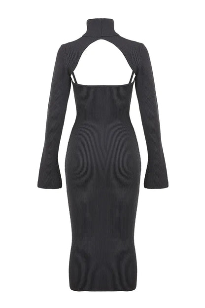 Meliora Charcoal Knit Midi Dress