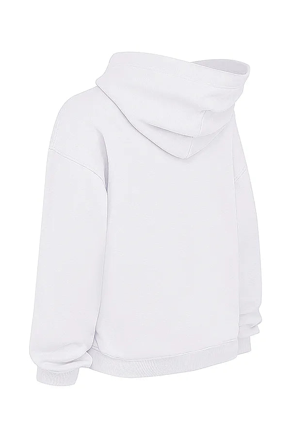 Mirage White Cotton Fleece-Back Zip Through Hoodie