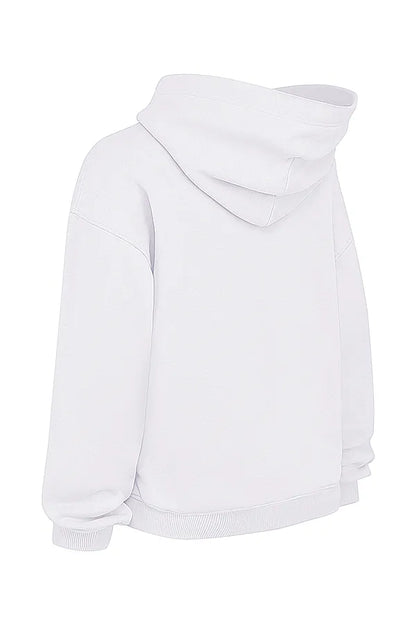 Mirage White Cotton Fleece-Back Zip Through Hoodie