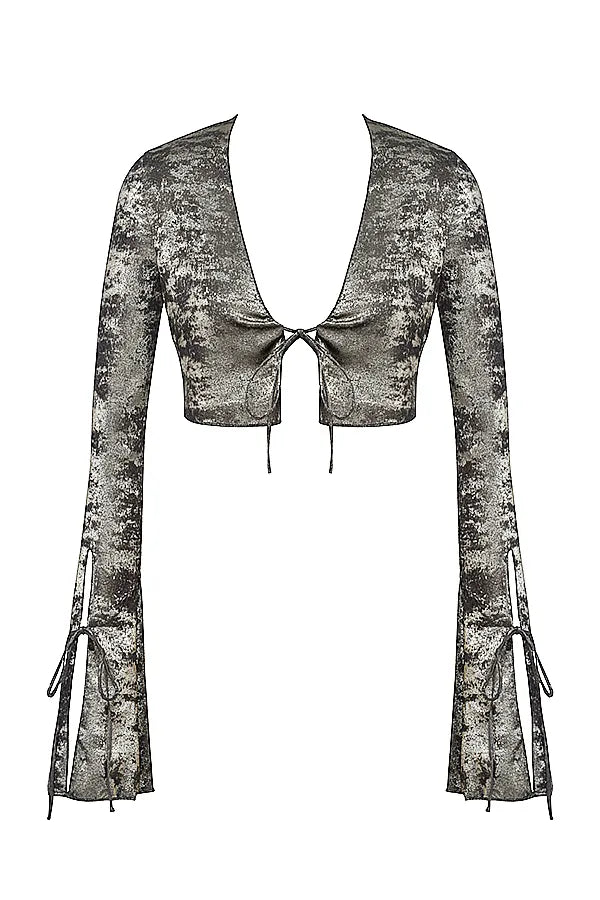 Giulia Pewter Shimmer Velvet Satin Top