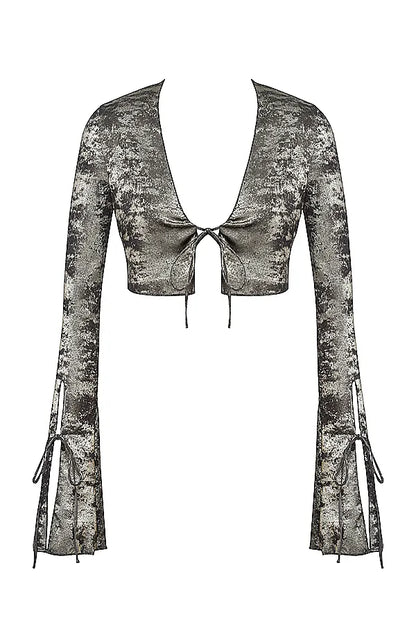 Giulia Pewter Shimmer Velvet Satin Top