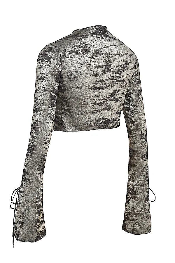 Giulia Pewter Shimmer Velvet Satin Top