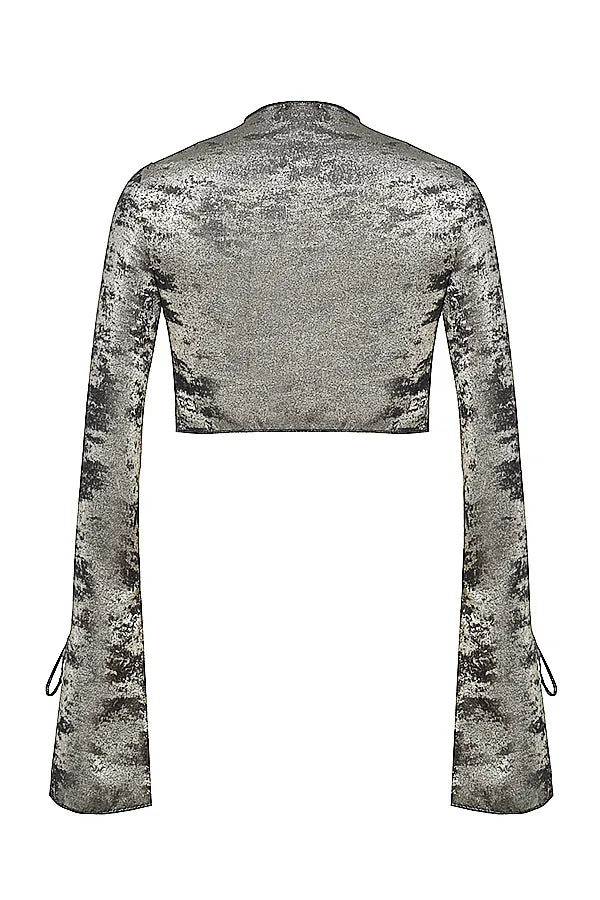Giulia Pewter Shimmer Velvet Satin Top