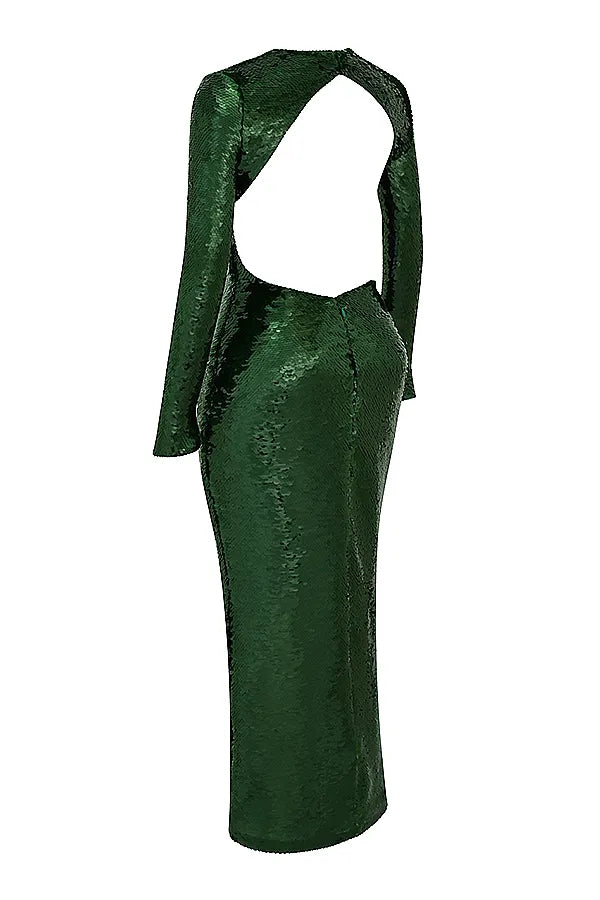 Belle Pine Green Sequin Maxi Dress