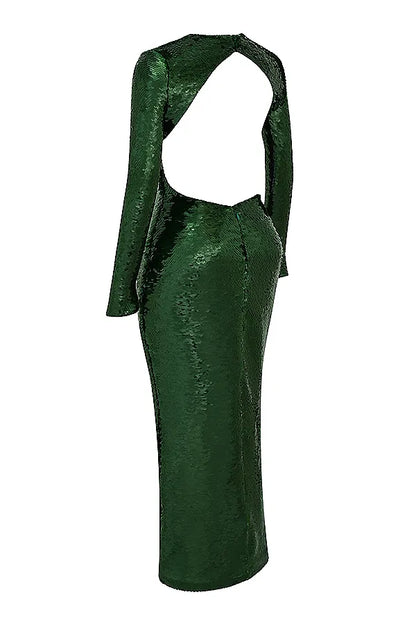 Belle Pine Green Sequin Maxi Dress