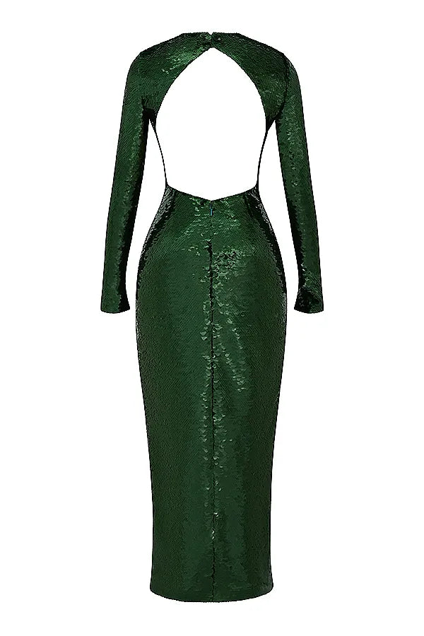 Belle Pine Green Sequin Maxi Dress