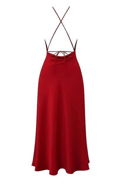Zanab Red Rose Thigh Slit Maxi Dress