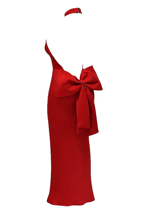 Ilaria Red Bow Halter Dress