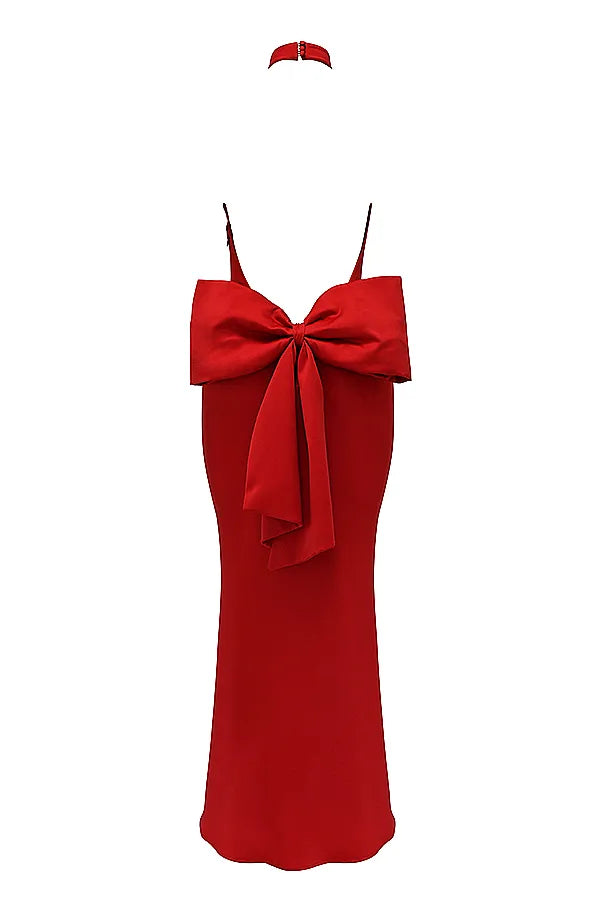 Ilaria Red Bow Halter Dress