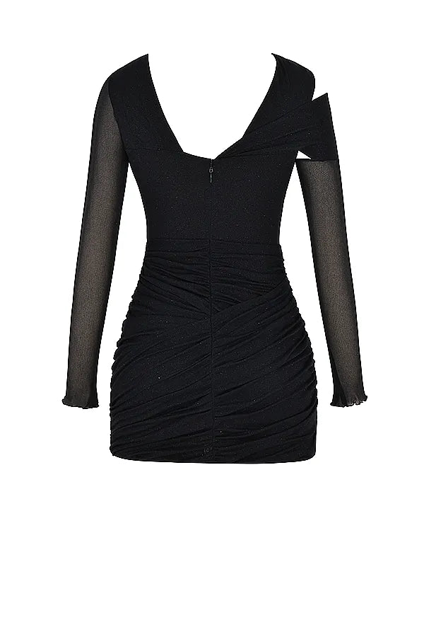 Santa Black Glitter Cutout Mini Dress