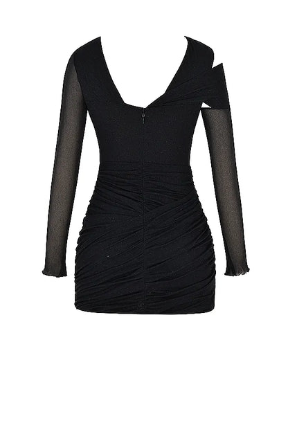 Santa Black Glitter Cutout Mini Dress