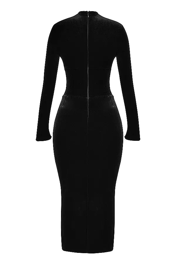 Arabella Black Velvet Corset Dress