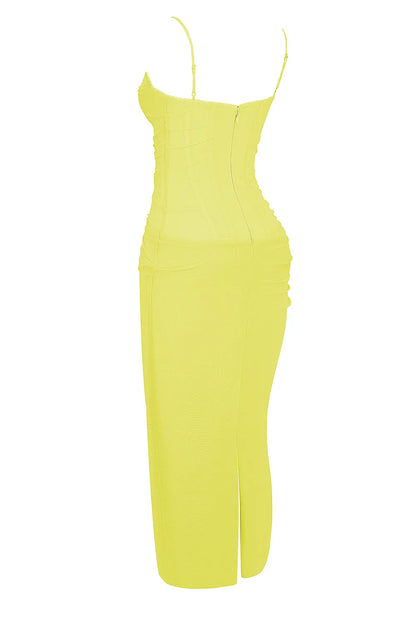 Nalini Acid Lime Corset Maxi Dress