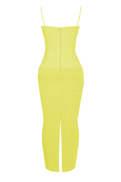 Nalini Acid Lime Corset Maxi Dress