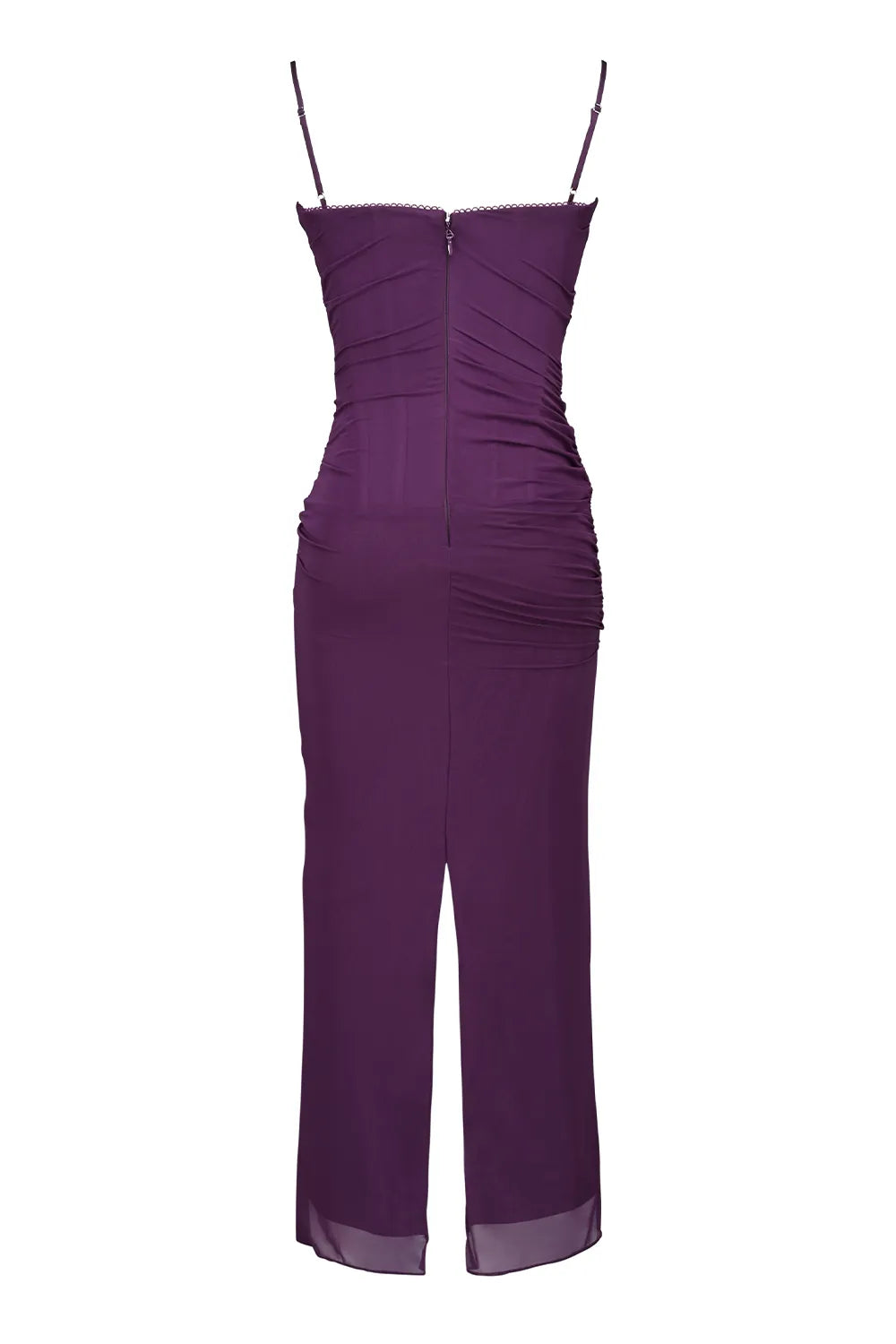Nalini Grape Mesh Corset Maxi Dress