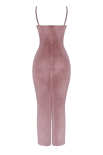 Azalea Soft Pink Velvet Midi Dress
