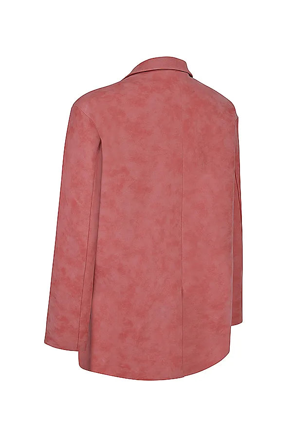 Kiera Warm Pink Vegan Leather Oversized Blazer