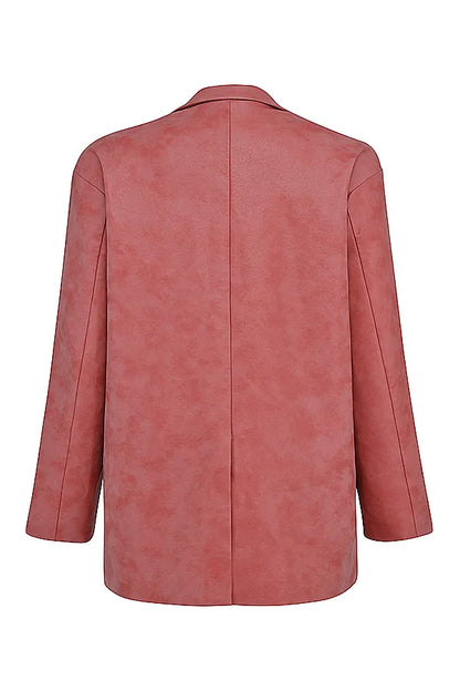 Kiera Warm Pink Vegan Leather Oversized Blazer