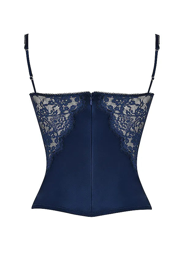 Cecilie Navy Satin & Lace Cami Top