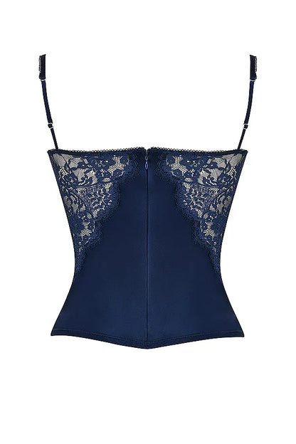 Cecilie Navy Satin & Lace Cami Top