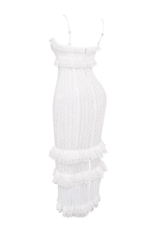 Eve White Broderie Maxi Dress