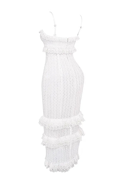 Eve White Broderie Maxi Dress