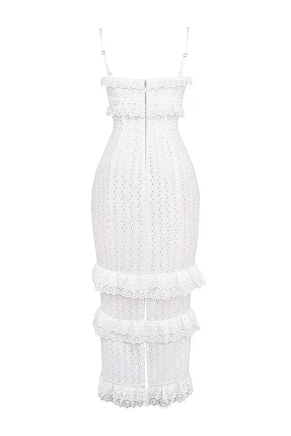 Eve White Broderie Maxi Dress