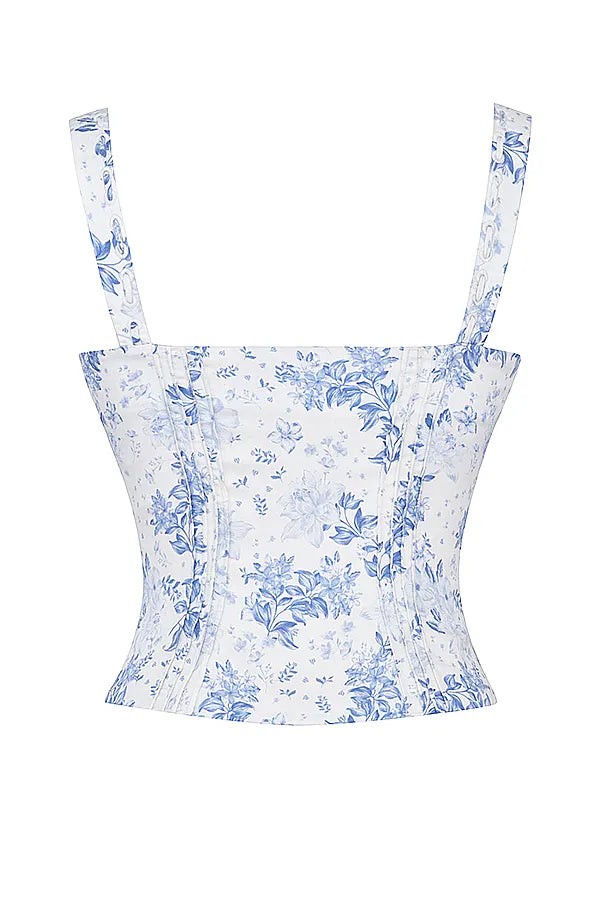 Chicca Blue Floral Print Top
