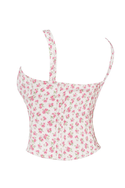Chicca White Rosebud Print Top