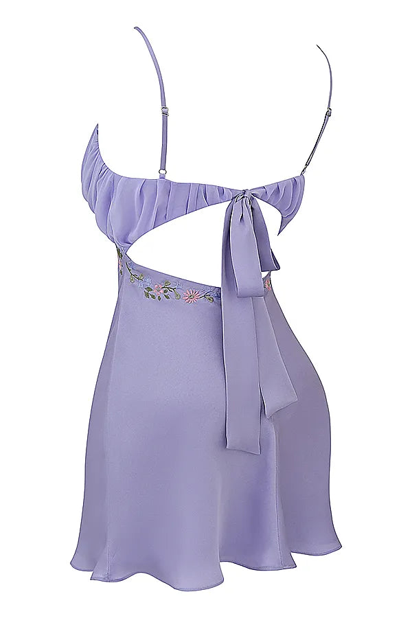 Christa Embroidered Lavender Mini Dress