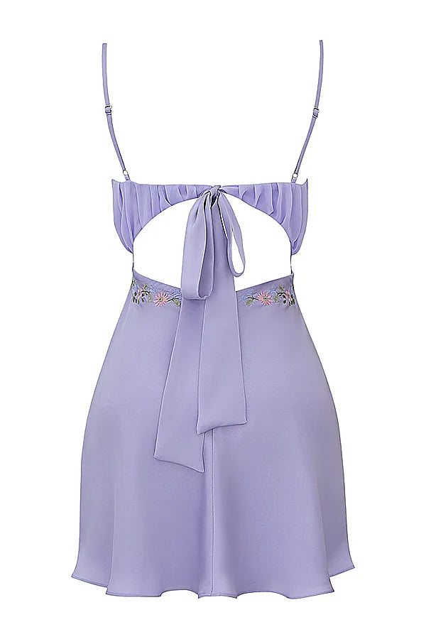 Christa Embroidered Lavender Mini Dress