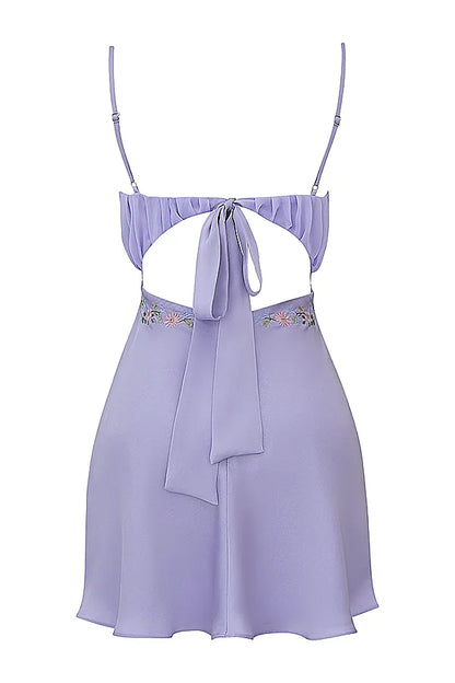 Christa Embroidered Lavender Mini Dress