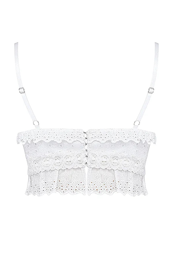 Federica White Broderie Anglais Bralette Top