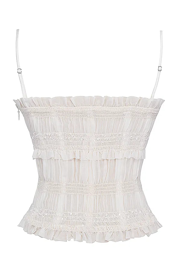 Lula Ivory Sequin Pleat Corset