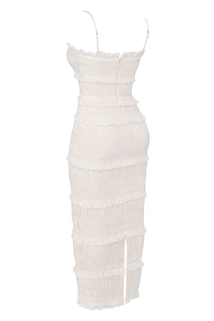 Solana Ivory Sequin Pleat Maxi Dress