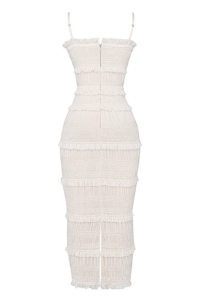 Solana Ivory Sequin Pleat Maxi Dress