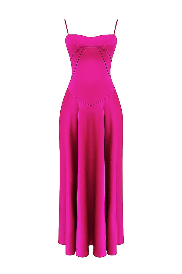 Anabella Fuchsia Lace Up Maxi Dress