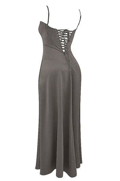 Anabella Smoke Lace Up Maxi Dress