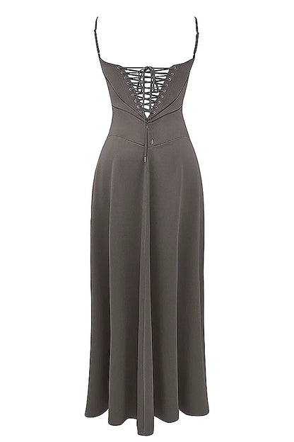 Anabella Smoke Lace Up Maxi Dress