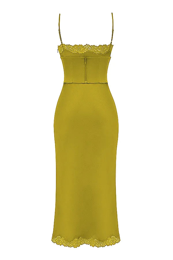 Salma Chartreuse Satin Slip Dress